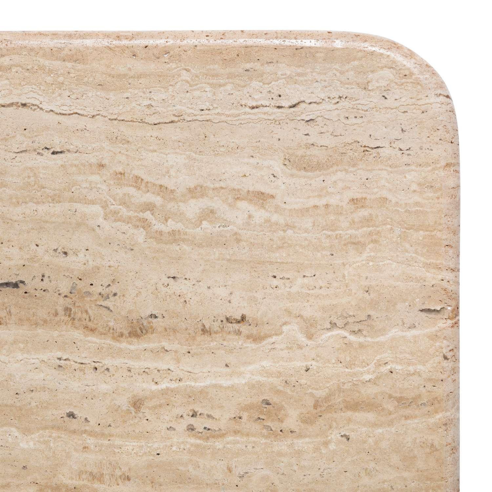 Voir la diapositive 4 : ATMOSPHERA Table basse en acacia et travertin jivan - marron