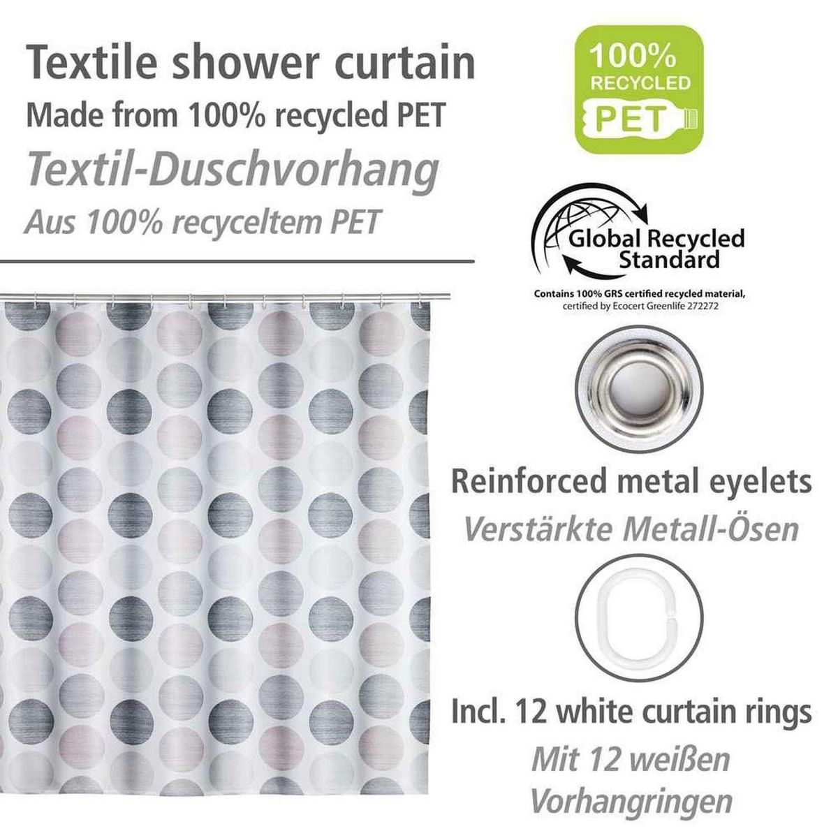 Wenko Rideau de douche à pois