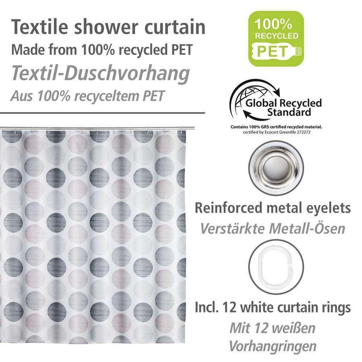 Wenko Rideau de douche à pois