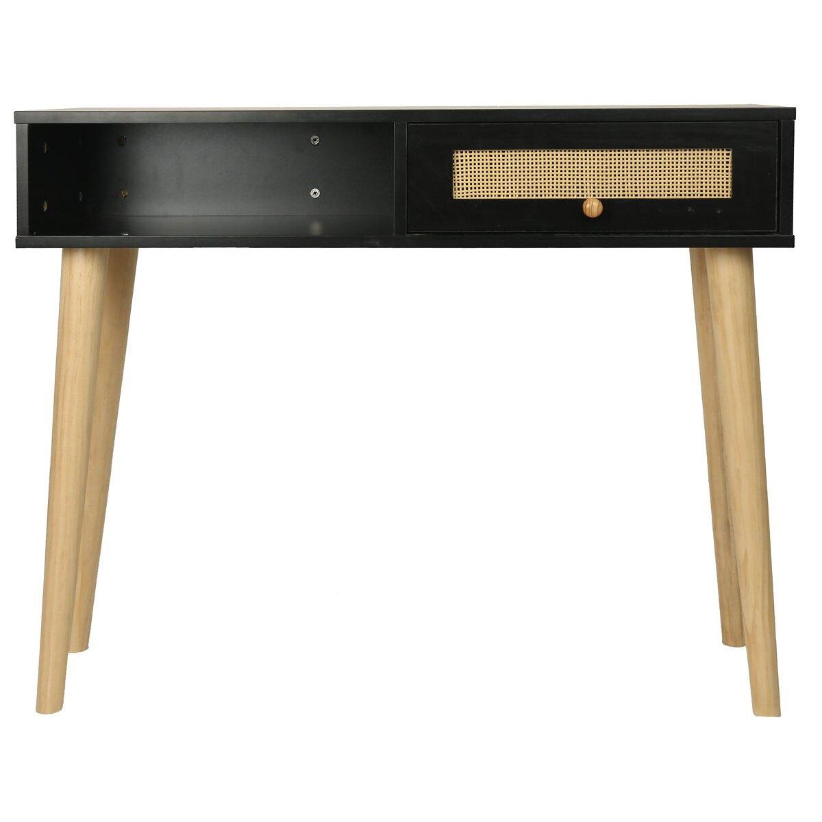 Habitat et Jardin Console cannage  Marine  - 100 x 29 x 81 cm - Noir