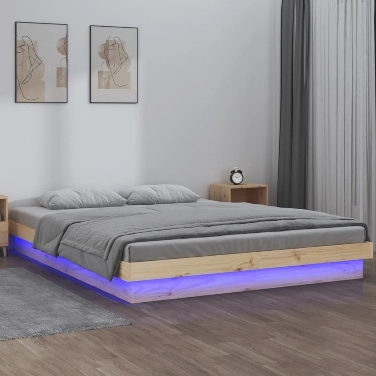 VIDAXL Cadre de lit a LED sans matelas 120x200 cm bois massif