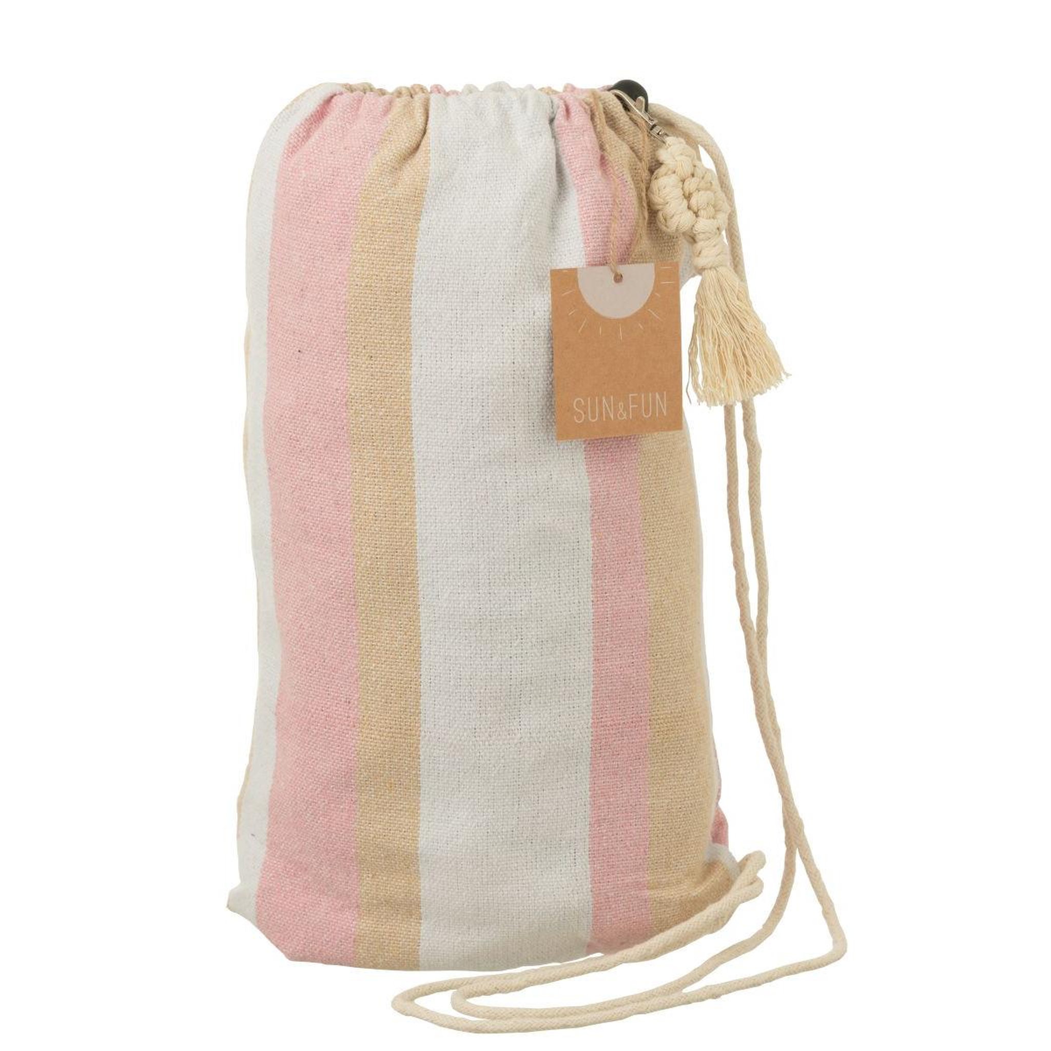 Voir la diapositive 4 : J-LINE Hamac en tissu  rayures  200cm beige