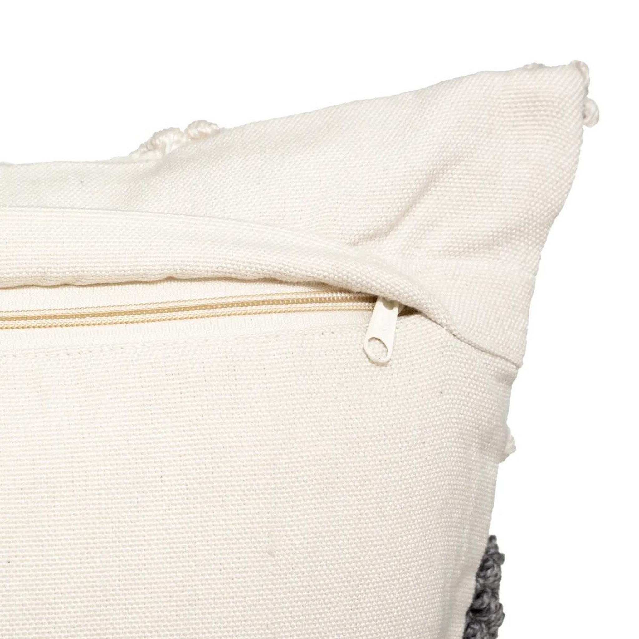 Voir la diapositive 2 : ATMOSPHERA Coussin Déco à Pompons  Row  45x45cm Gris