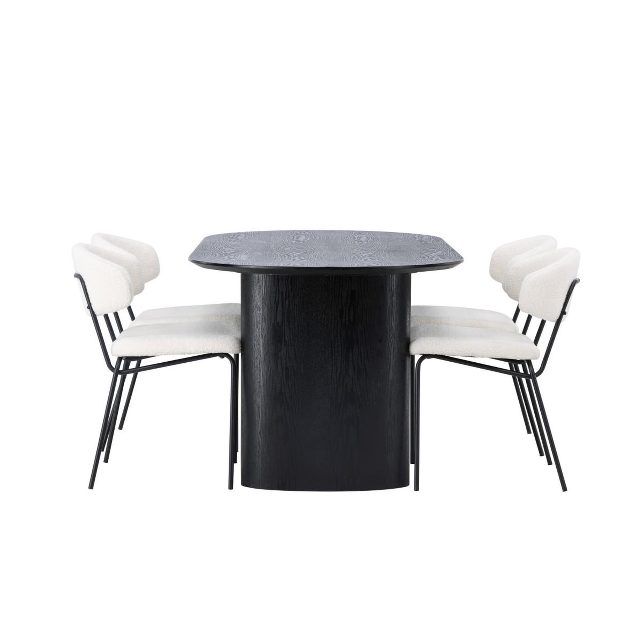 Voir la diapositive 2 : Paris Prix Ensemble table à manger & 4 chaises  isolde & chico  180cm noir & blanc crème