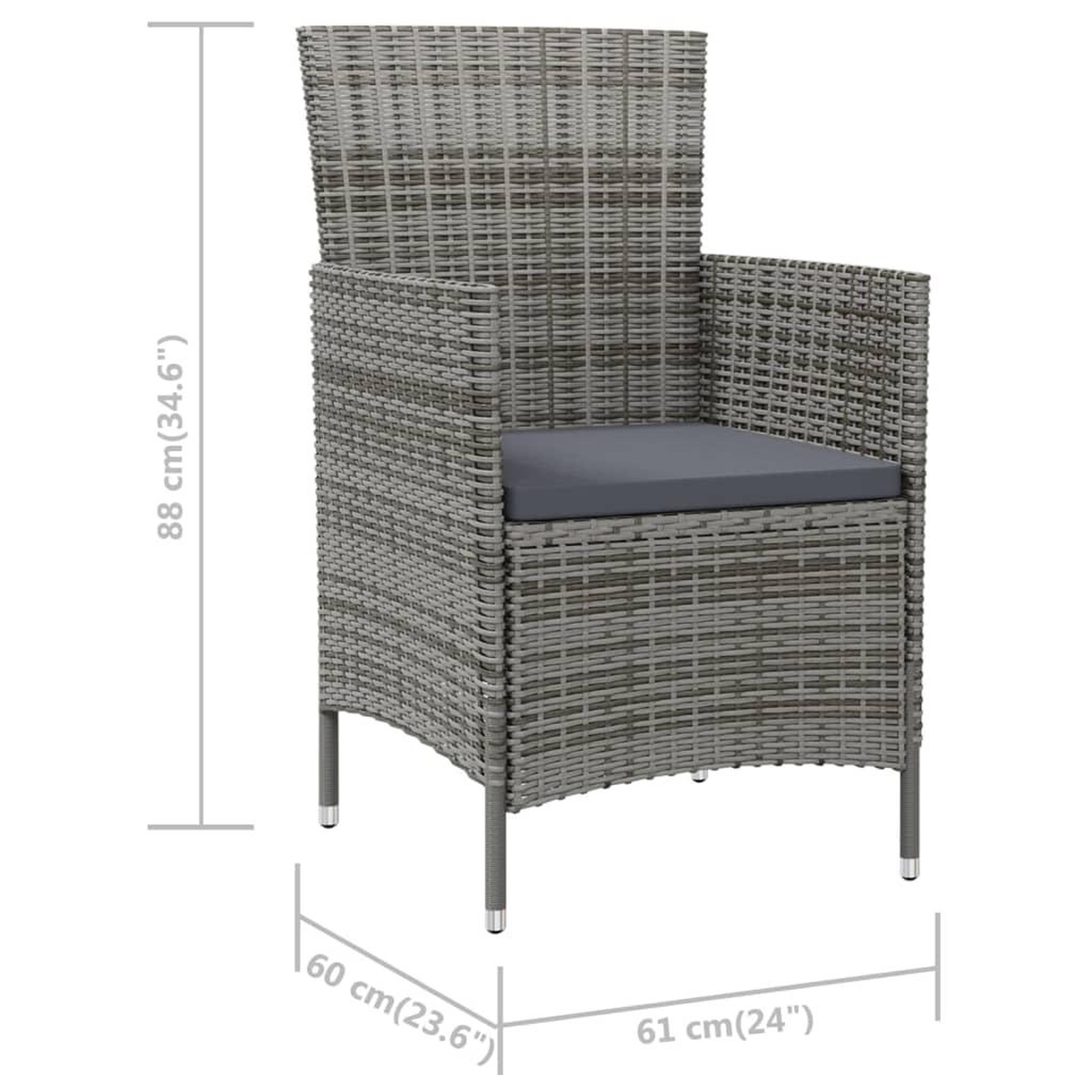 Voir la diapositive 6 : VIDAXL Chaises de jardin avec coussins lot de 2 Resine tressee Gris