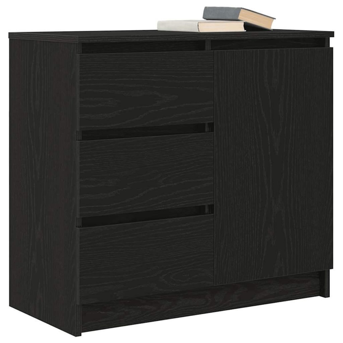 VIDAXL Buffet avec tiroir chene noir 71x35x65 cm bois d'ingenierie