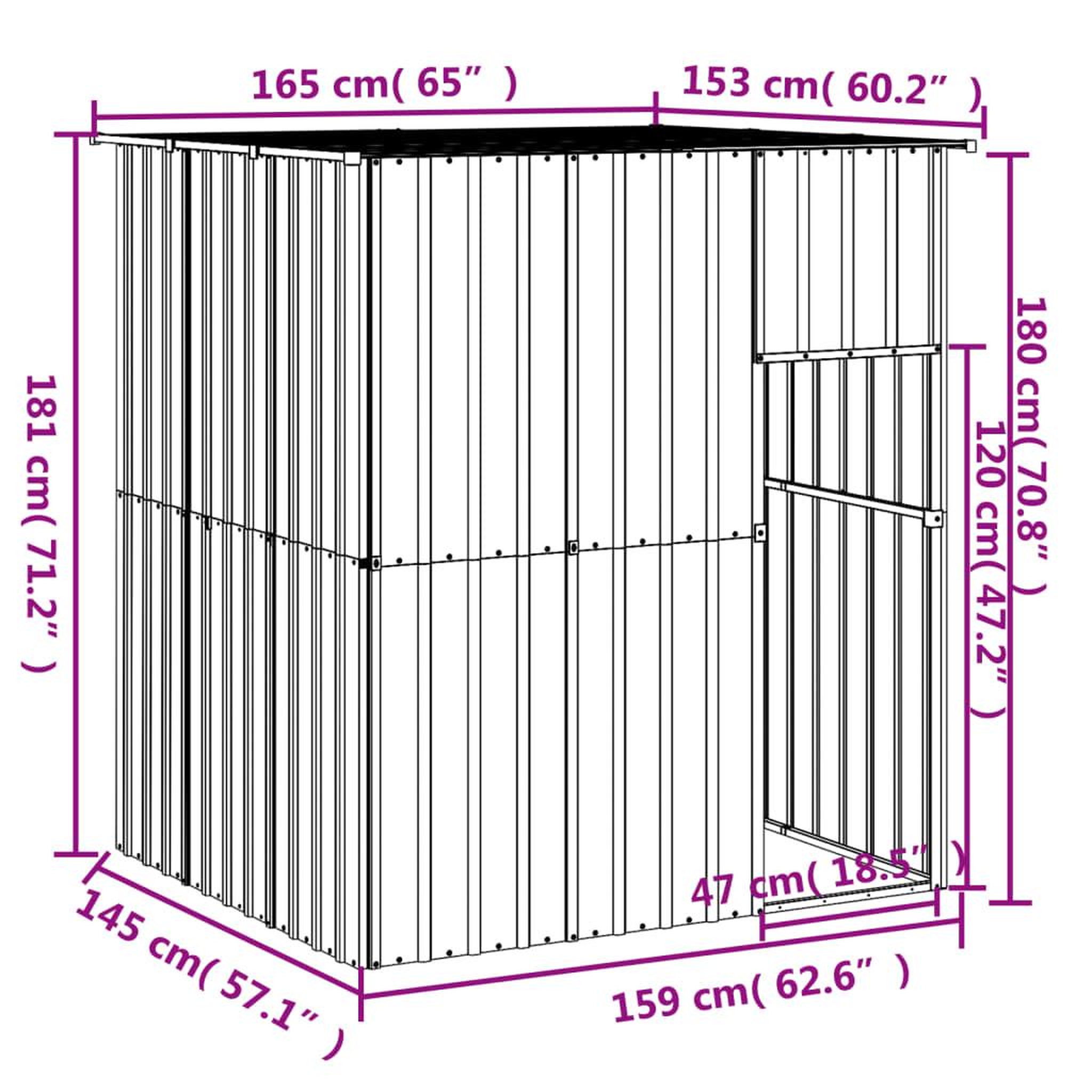 Voir la diapositive 5 : VIDAXL Niche pour chien avec toit anthracite acier galvanise