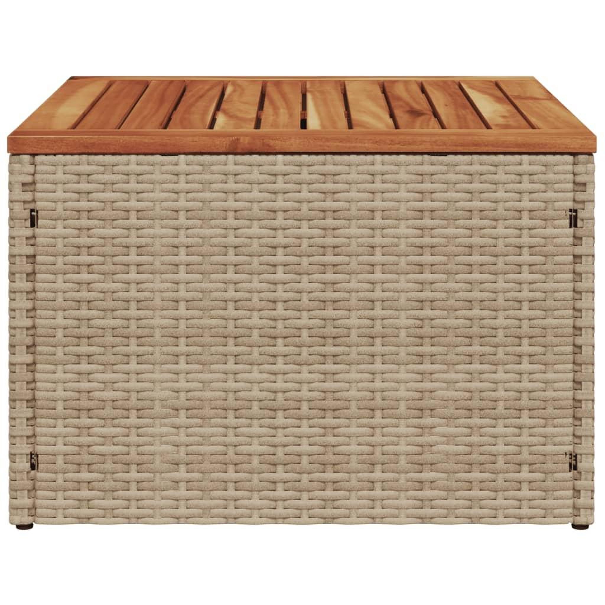 Voir la diapositive 4 : VIDAXL Table de jardin beige 55x55x37 cm resine tressee et bois acacia