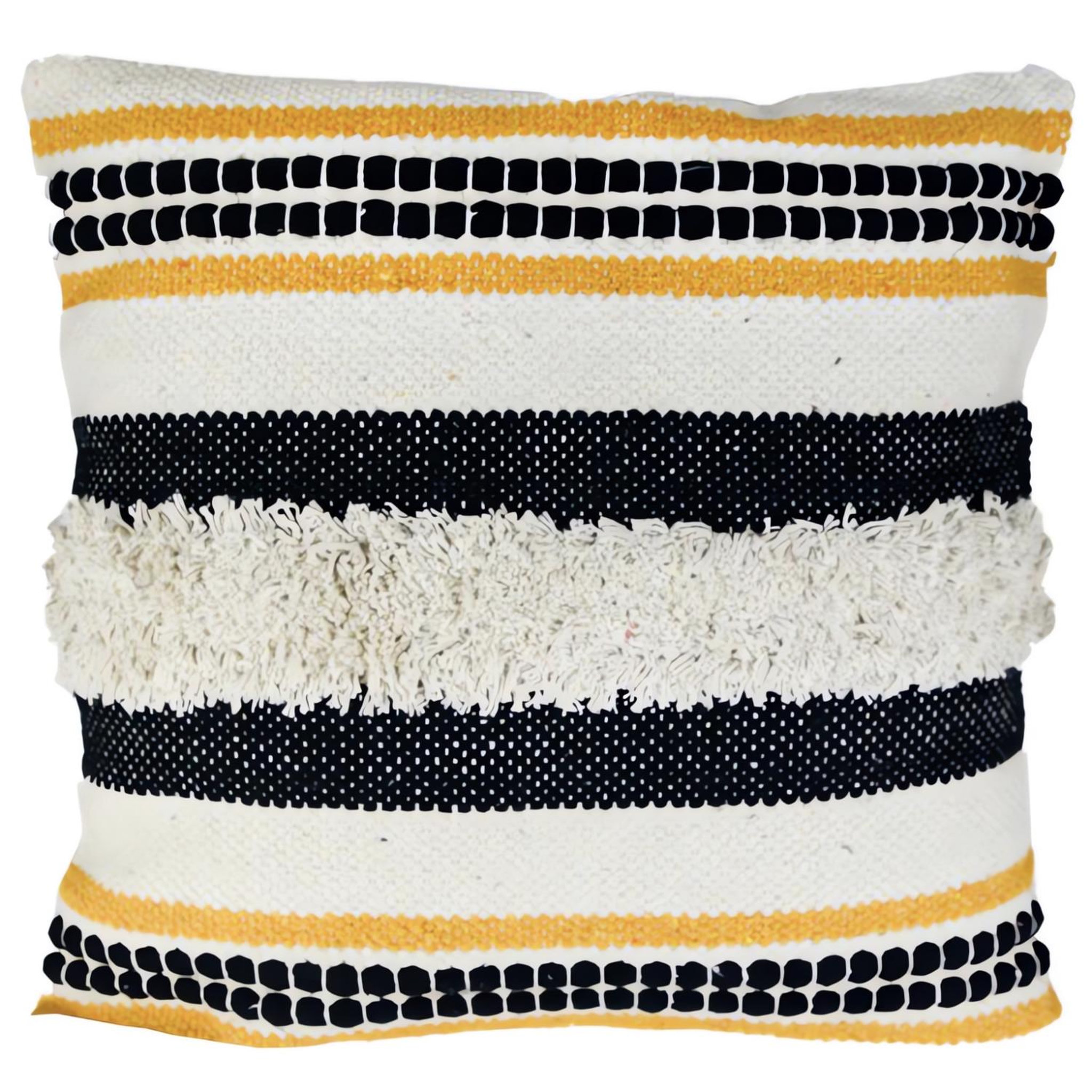 SOLEIL D'OCRE Coussin en coton 45x45 cm MACRAME patna jaune, par Soleil d'Ocre