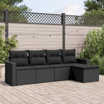VIDAXL Salon de jardin 5 pcs avec coussins noir resine tressee