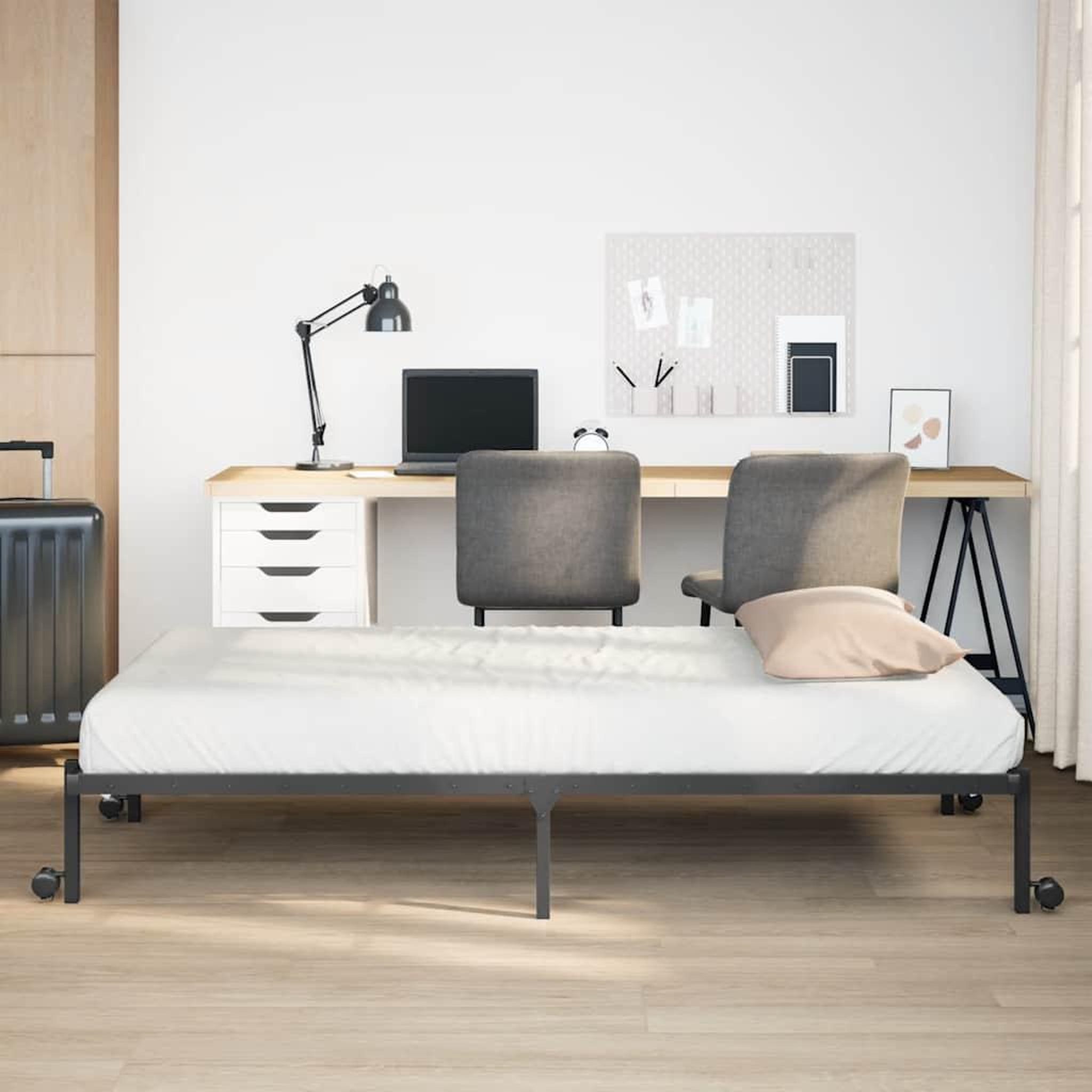 Voir la diapositive 4 : VIDAXL Cadre de lit sans matelas pliable noir 107x203 cm acier