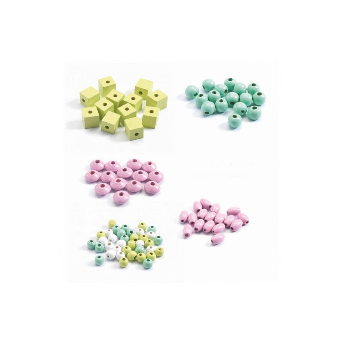 Djeco Perles en bois Foison de perles Feuilles et fleurs