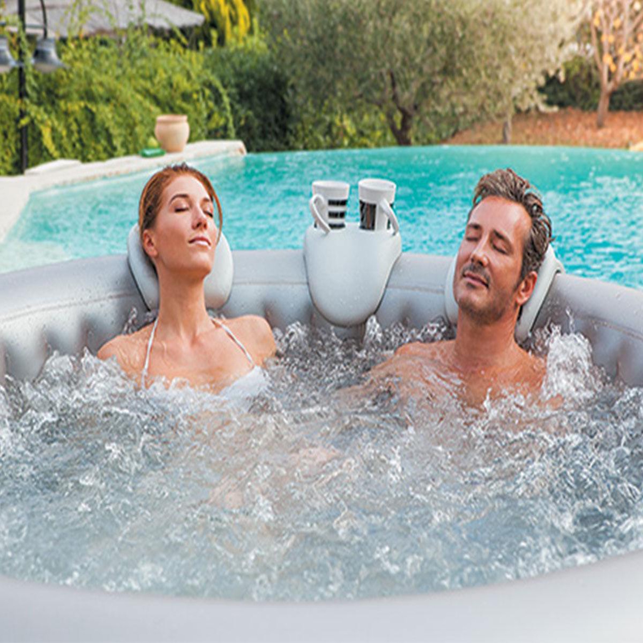 Voir la diapositive 2 : Netspa Lot de 2 appuie-têtes + 1 porte-gobelet pour spa gonflable - Netspa