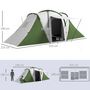 Voir la diapositive 3 : OUTSUNNY Tente de camping familiale 4-6 pers. - tente tunnel 2 grandes portes sac inclus - fibre verre polyester gris vert