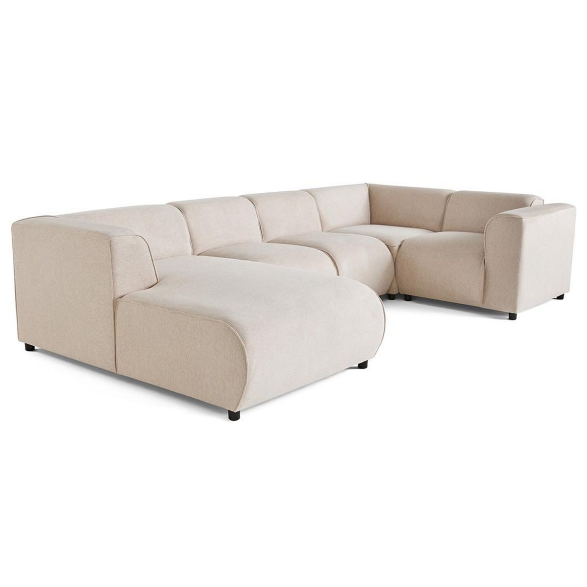 LISA DESIGN Suaro - canapé modulable panoramique d'angle droit 7 places en tissu texturé