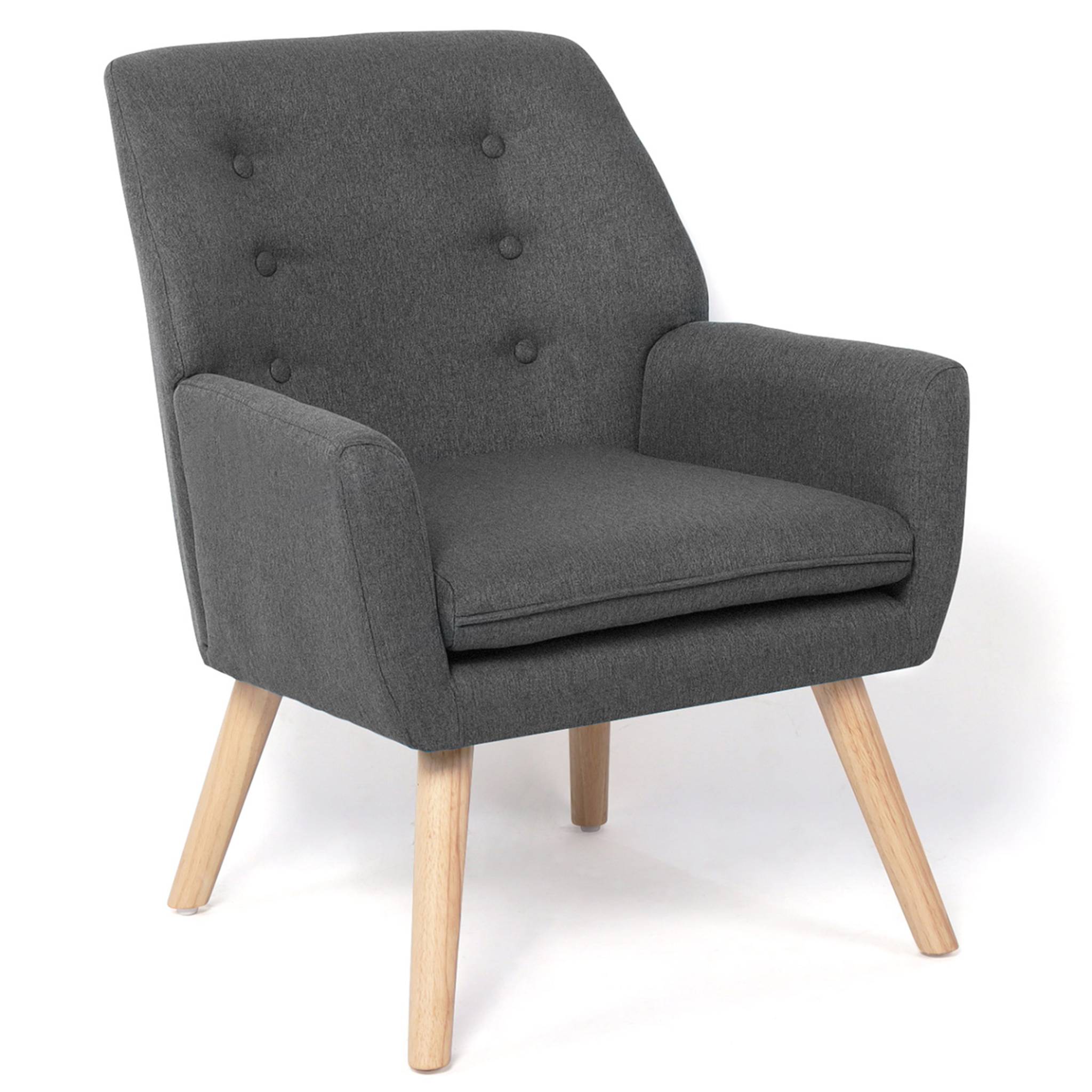ID MARKET Fauteuil scandinave nat en tissu gris anthracite