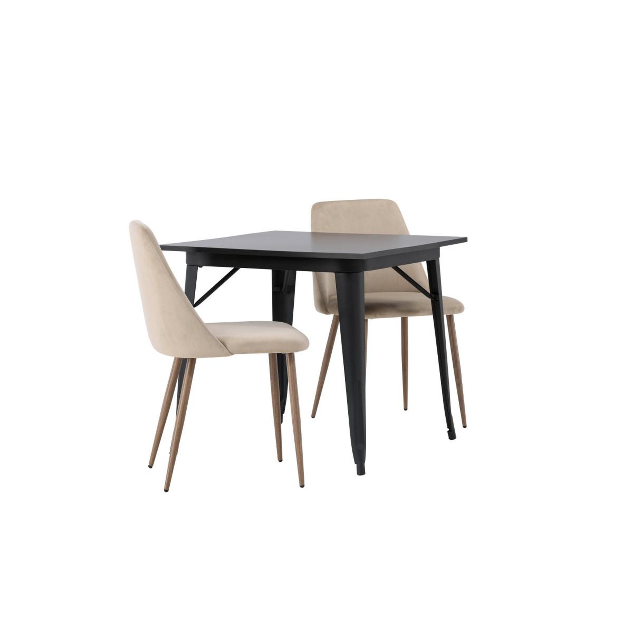 Voir la diapositive 4 : Paris Prix Ensemble table à manger & 2 chaises  tempe & night  80cm noir & sable