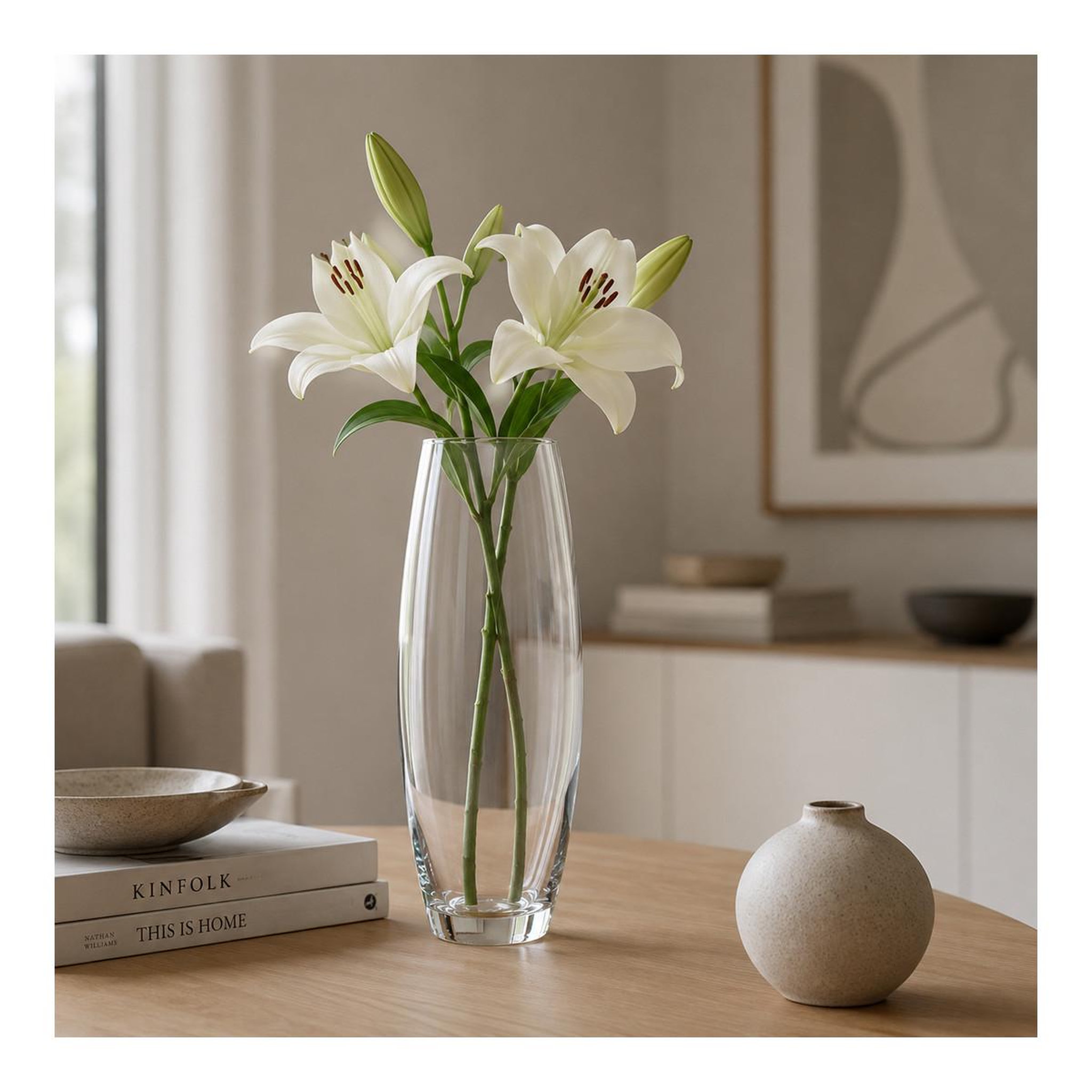Voir la diapositive 2 : ATMOSPHERA Vase bombe  flora  26cm transparent