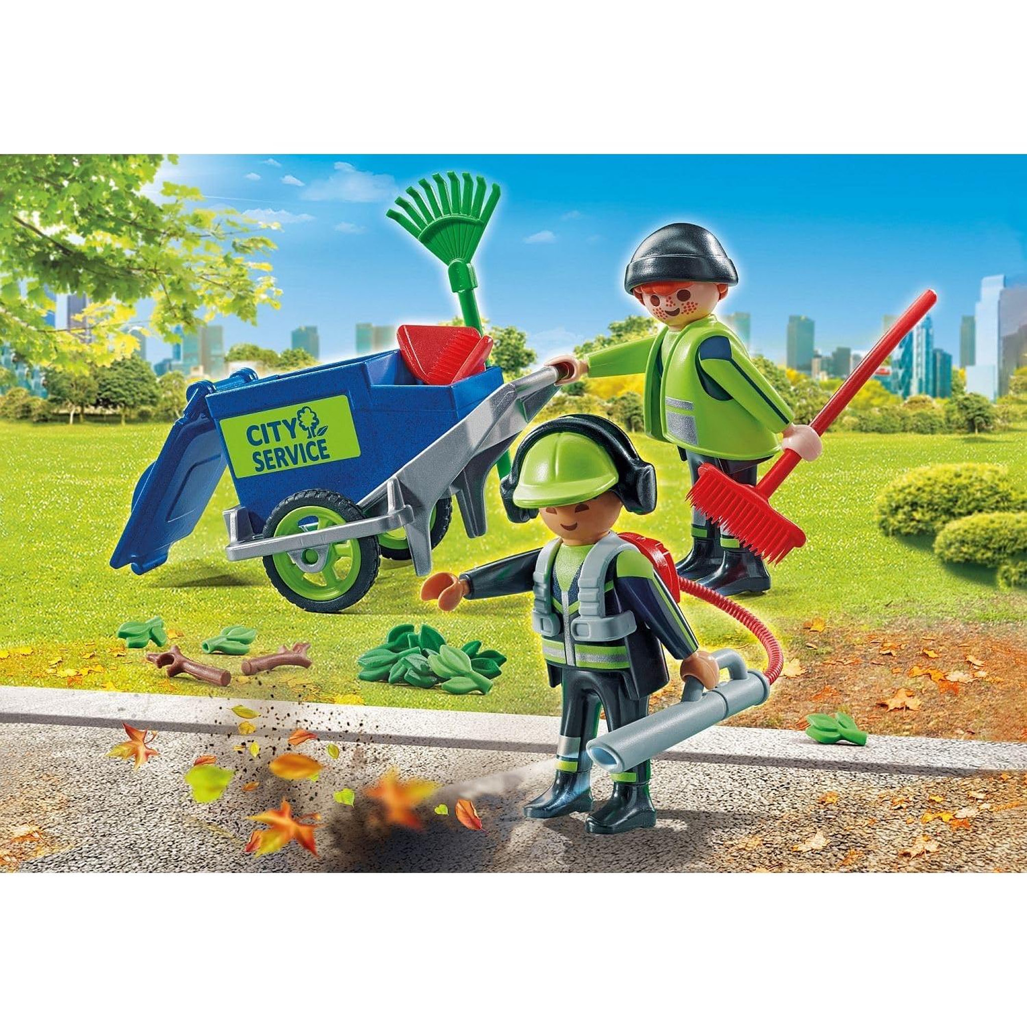 Voir la diapositive 3 : PLAYMOBIL Agents d'entretien voirie avec équipement