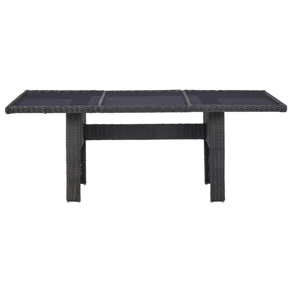 VIDAXL Table a manger Noir 200x100x74 cm Verre et resine tressee