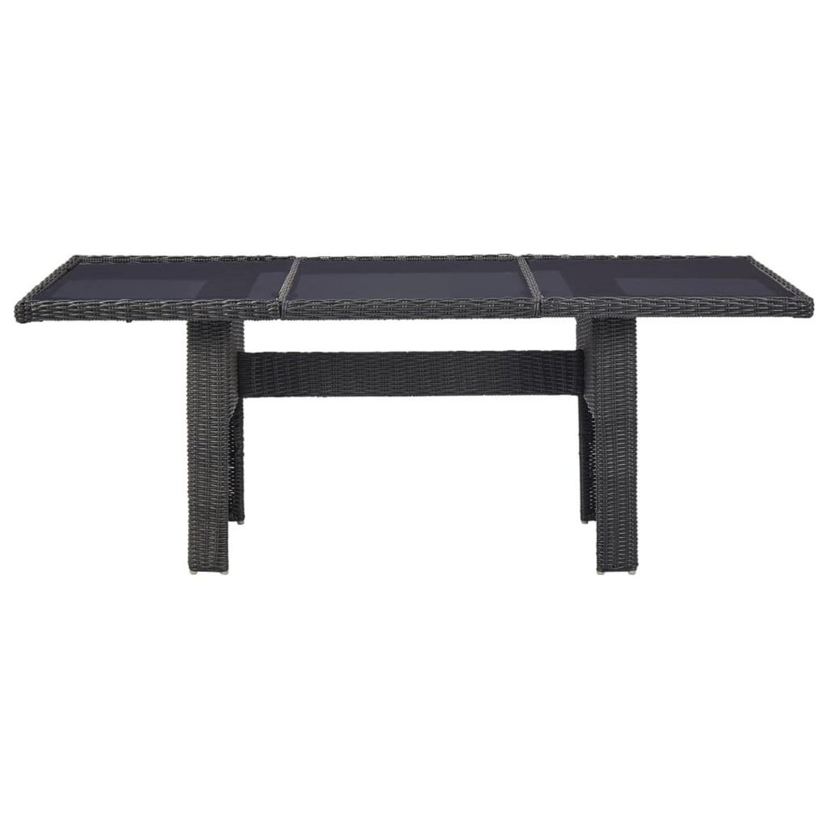 VIDAXL Table a manger Noir 200x100x74 cm Verre et resine tressee