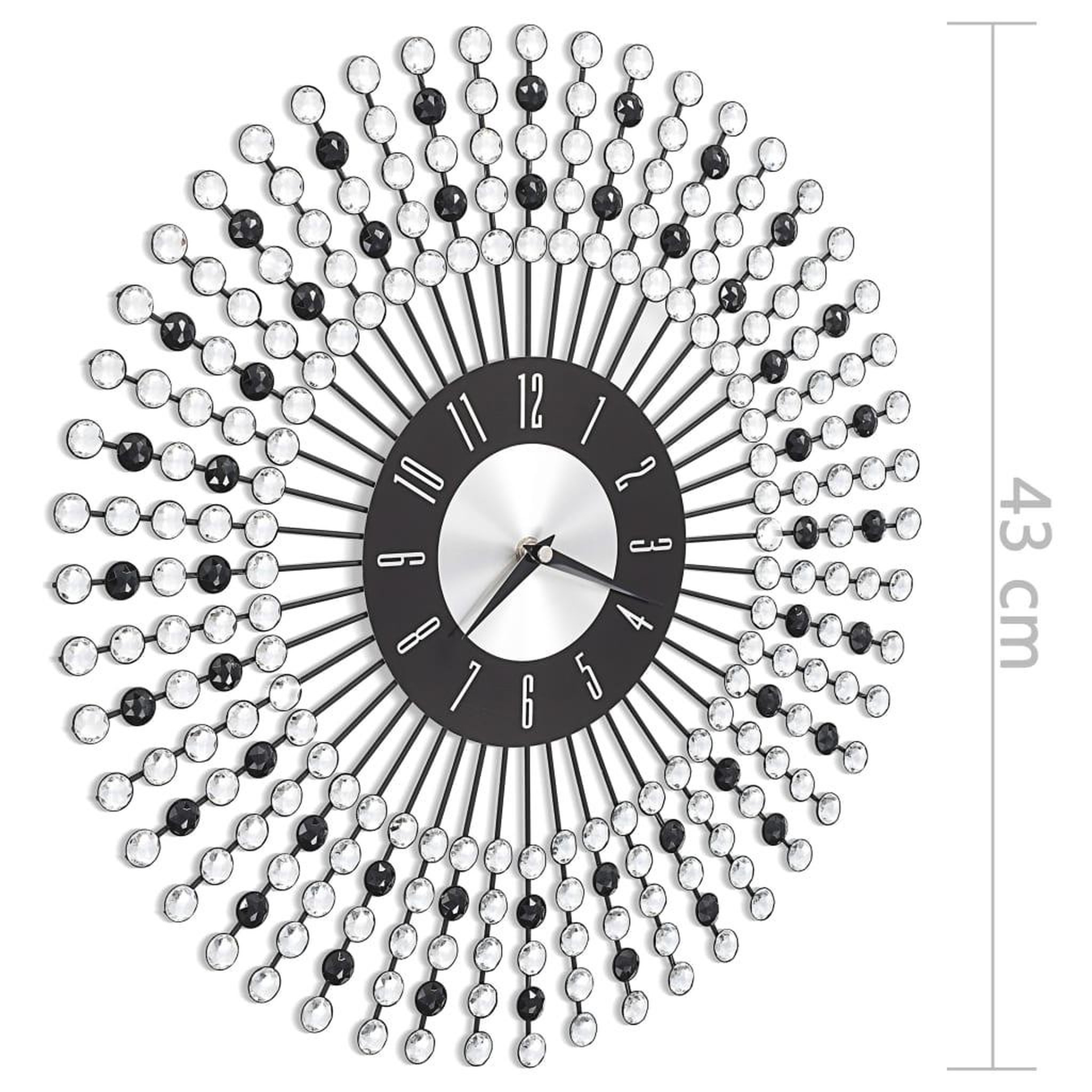 Voir la diapositive 6 : VIDAXL Horloge murale Metal 43 cm Noir