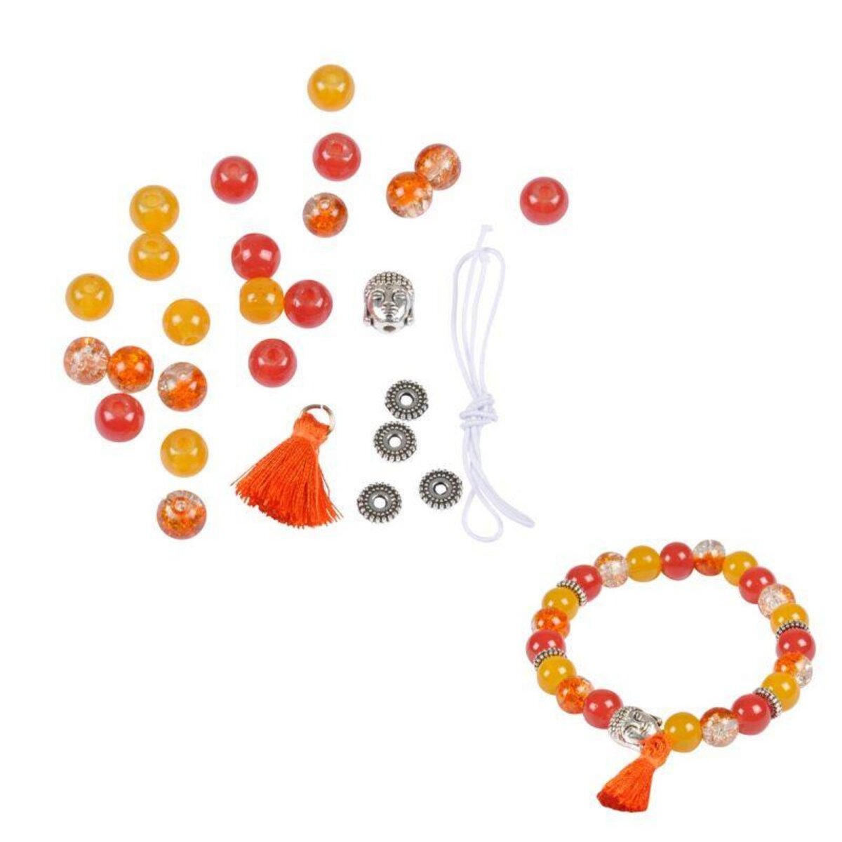 Paris Prix Kit Bracelet 21 Perles  Verres  0,8cm Orange Ambre
