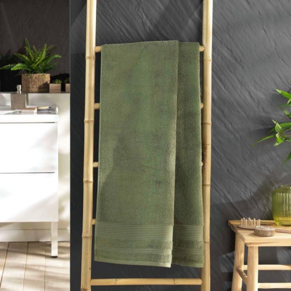 Paris Prix Drap de Douche  Tendresse  70x130cm Fougère