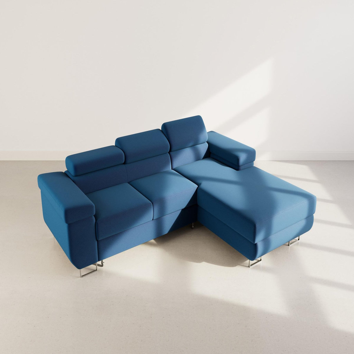 BEST MOBILIER Pablo - canapé d'angle droit - 6 places - convertible avec coffre et têtières réglables - en velours