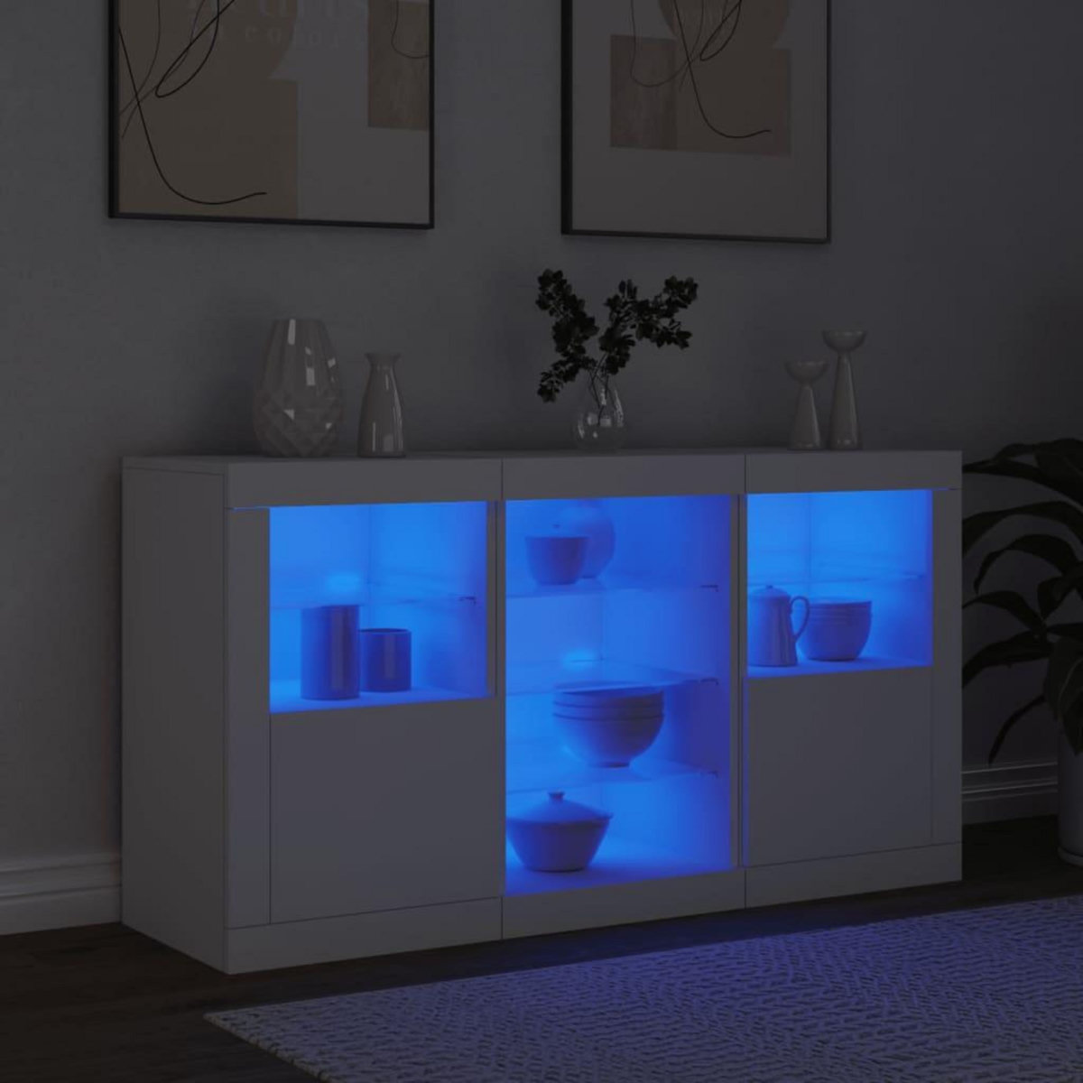VIDAXL Buffet avec lumieres LED blanc 123x37x67 cm