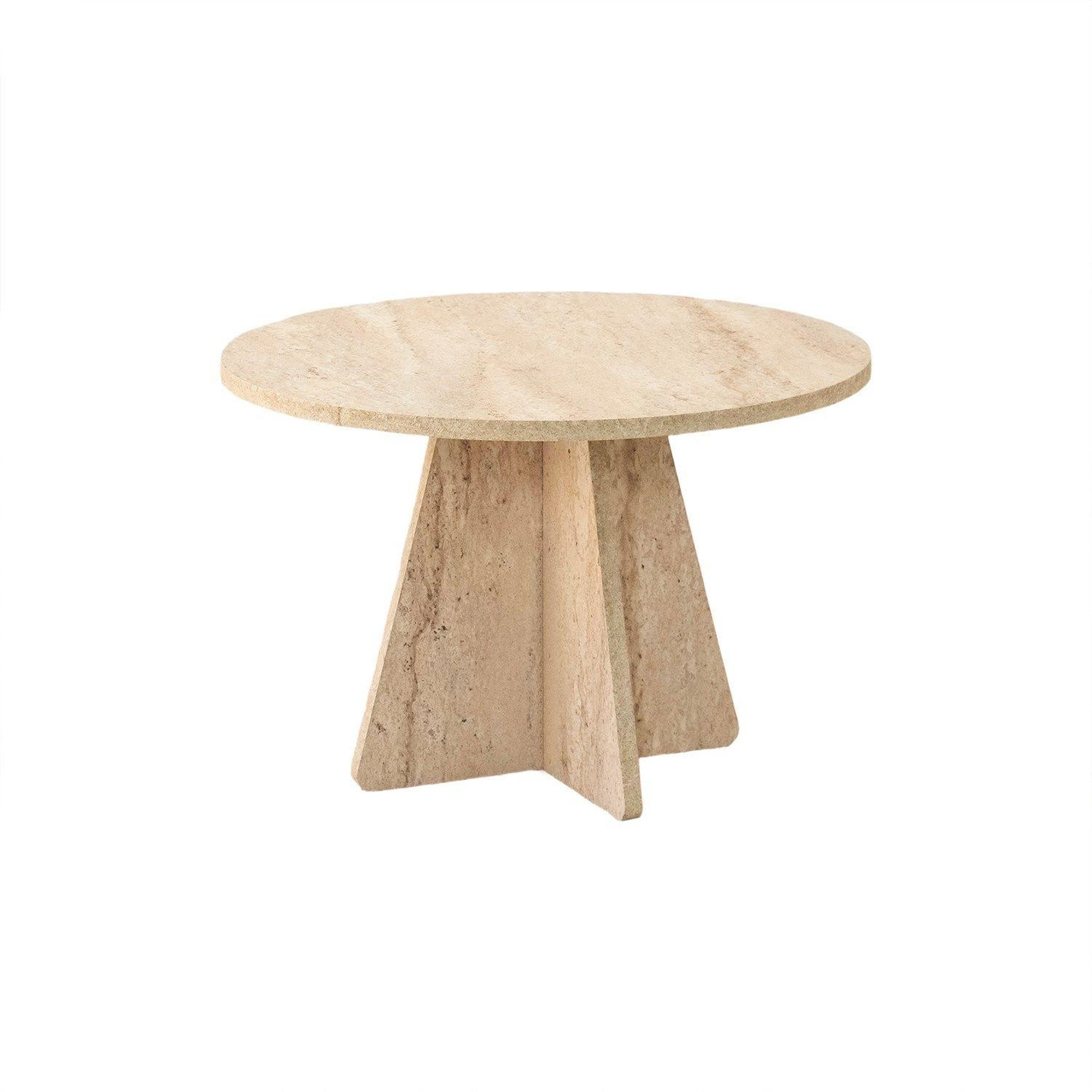 TOILINUX Table basse ronde effet travertin valence - beige