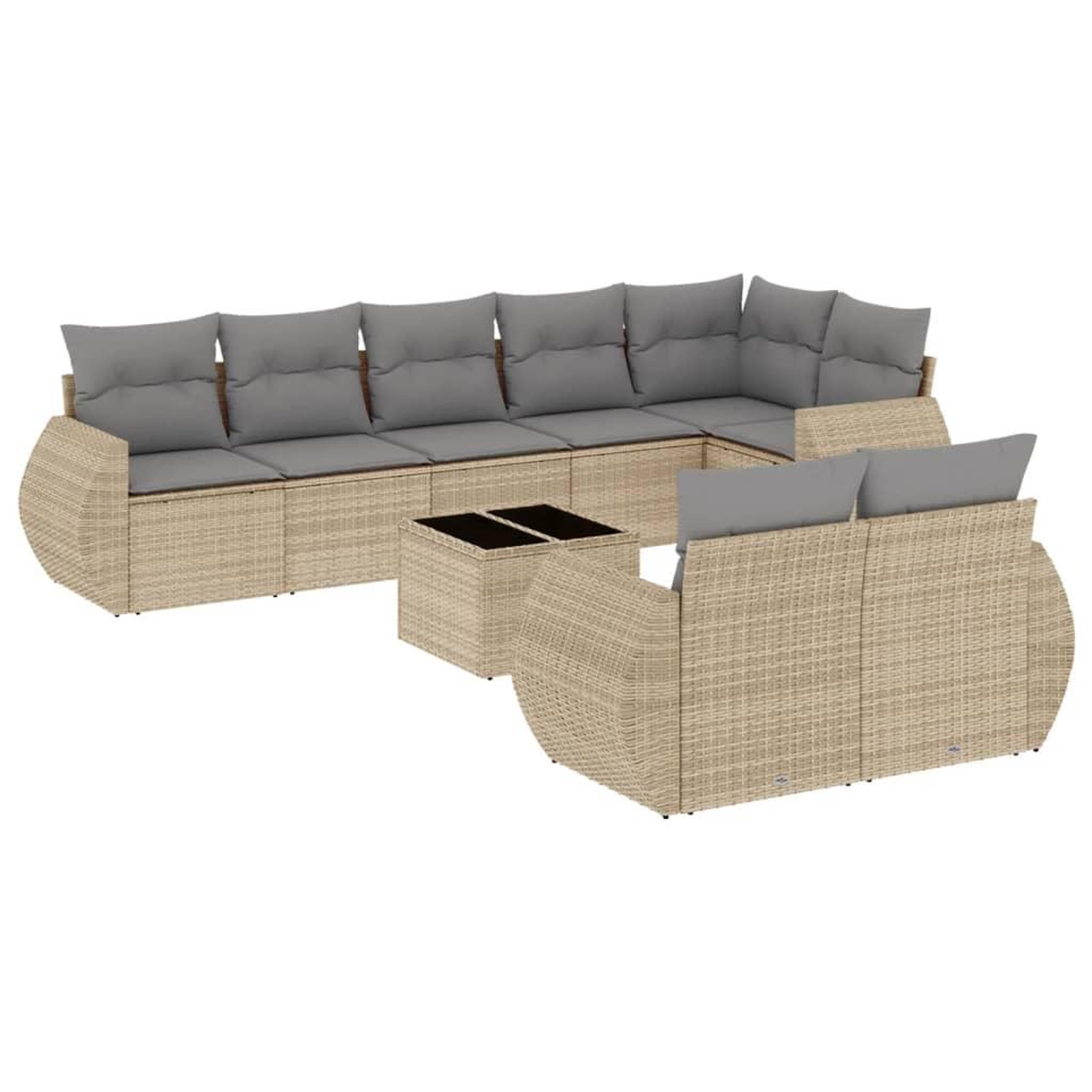 Voir la diapositive 2 : VIDAXL Salon de jardin avec coussins 9 pcs beige resine tressee