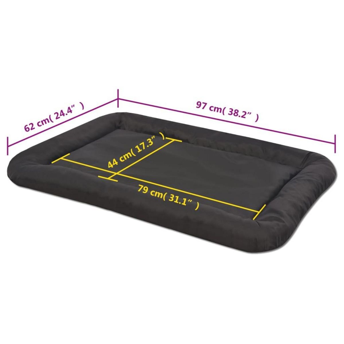 VIDAXL Matelas pour chiens Taille XXL Noir