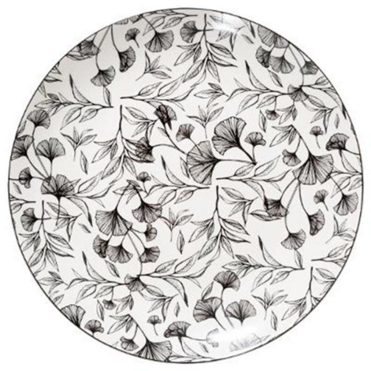 SECRET DE GOURMET Lot de 6 Assiettes Plates  Black Floral  27cm Noir