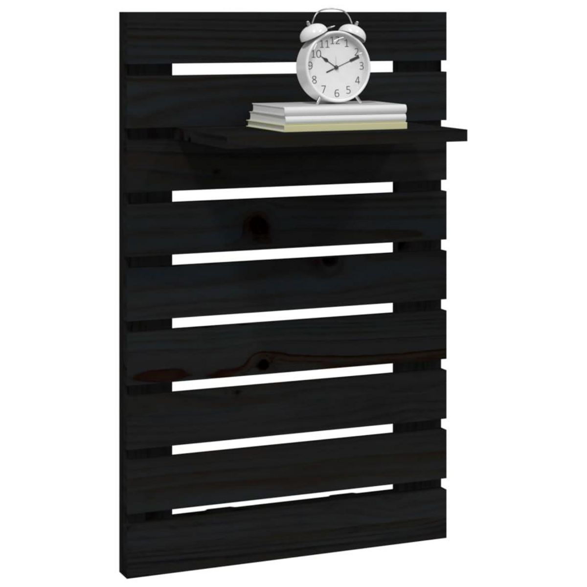 VIDAXL Etageres de chevet murales 2 pcs Noir Bois de pin massif