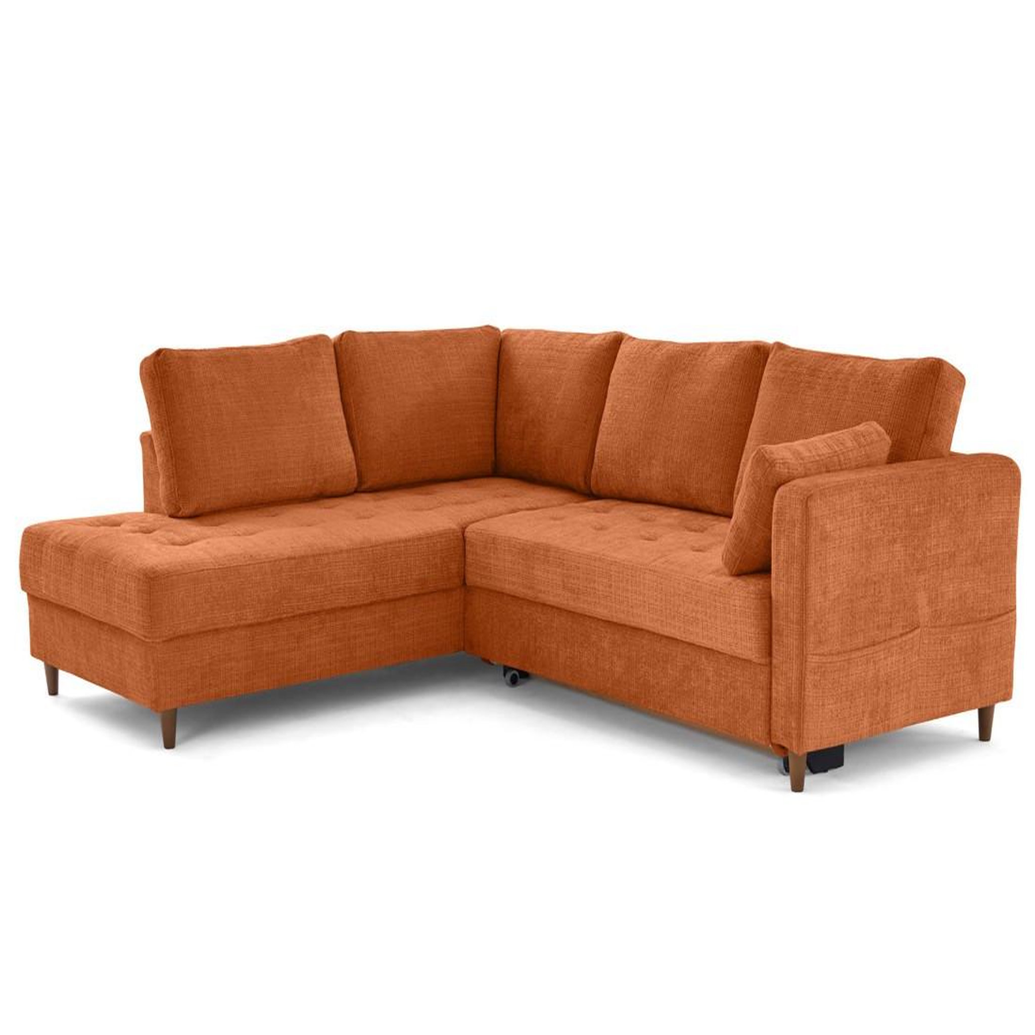 Voir la diapositive 3 : BEST MOBILIER Anna - canapé d'angle gauche 5 places convertible en velours texturé