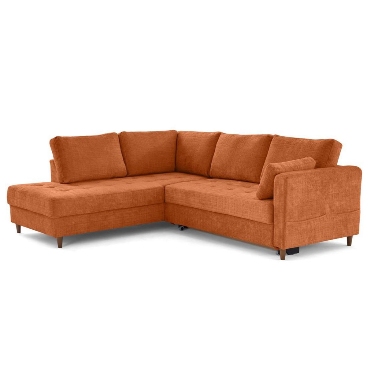 LISA DESIGN Anna - canapé d'angle gauche 5 places convertible en velours texturé