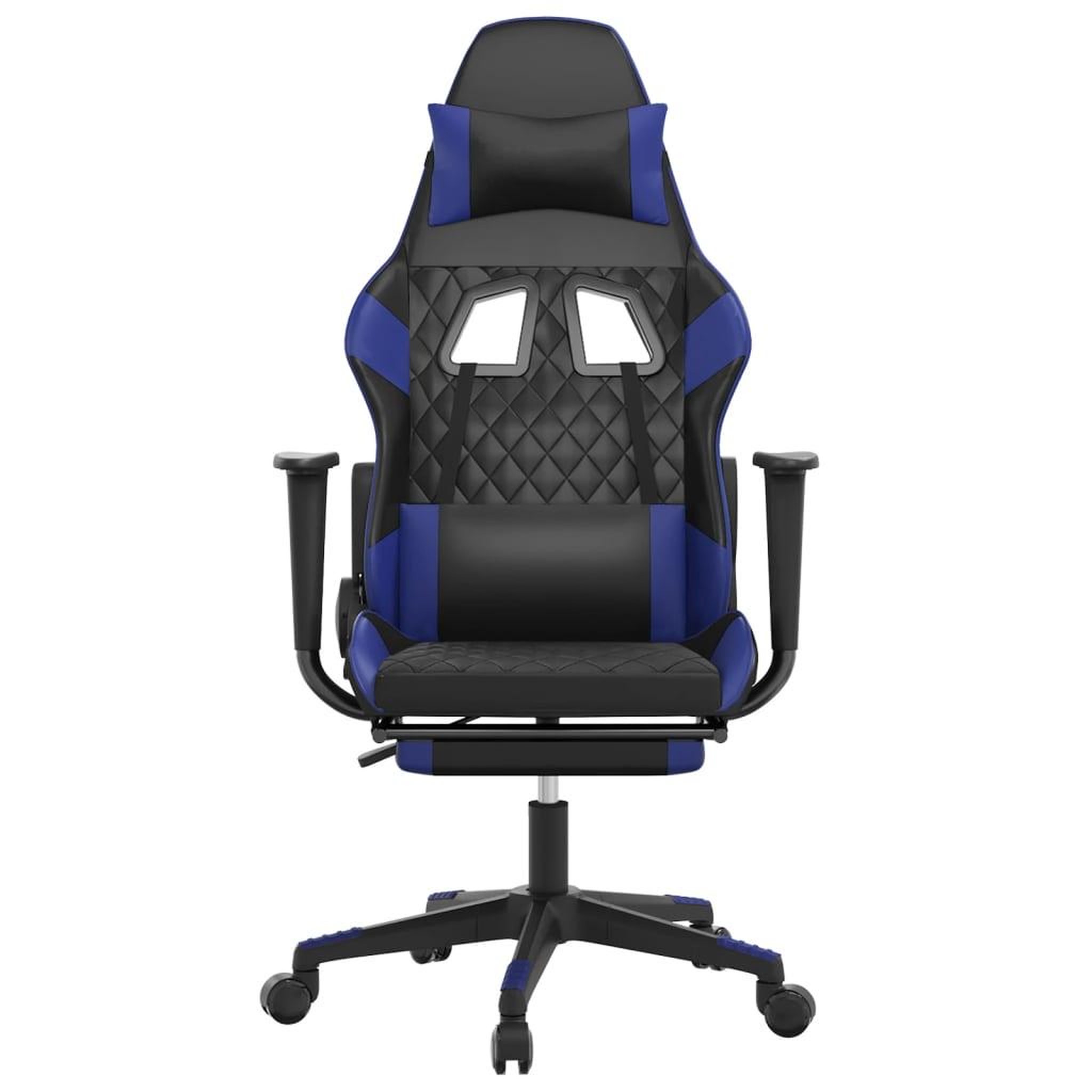 Voir la diapositive 4 : VIDAXL Chaise de jeu de massage et repose-pied Noir et bleu Similicuir