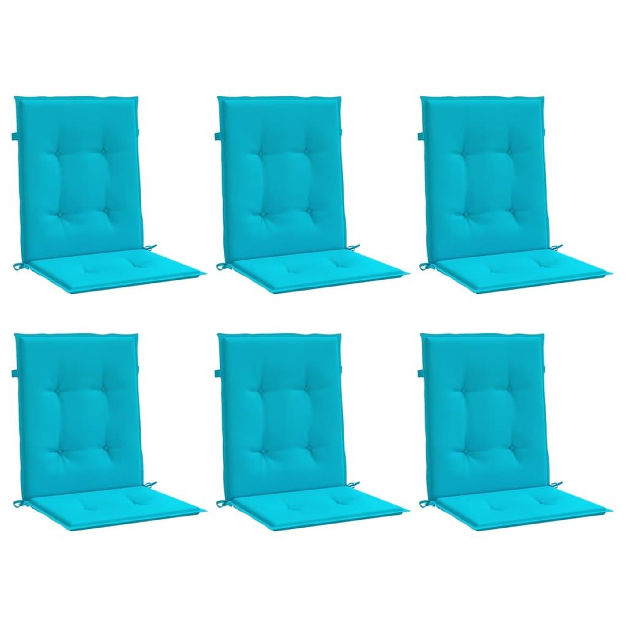 Voir la diapositive 3 : VIDAXL Coussins de chaise a dossier bas lot de 6 turquoise tissu