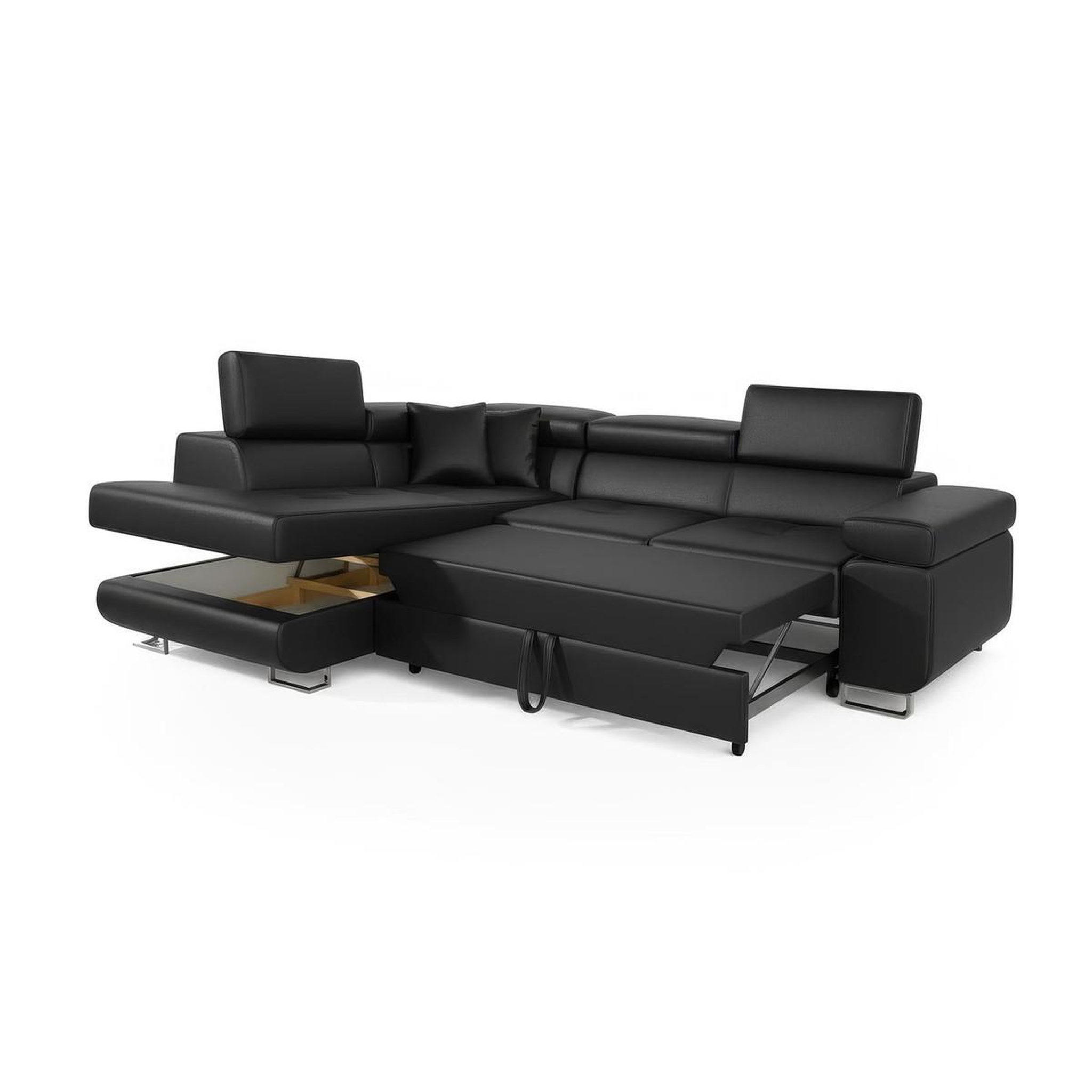 Voir la diapositive 2 : Paris Prix Canapé convertible d'angle gauche  toms  275cm noir