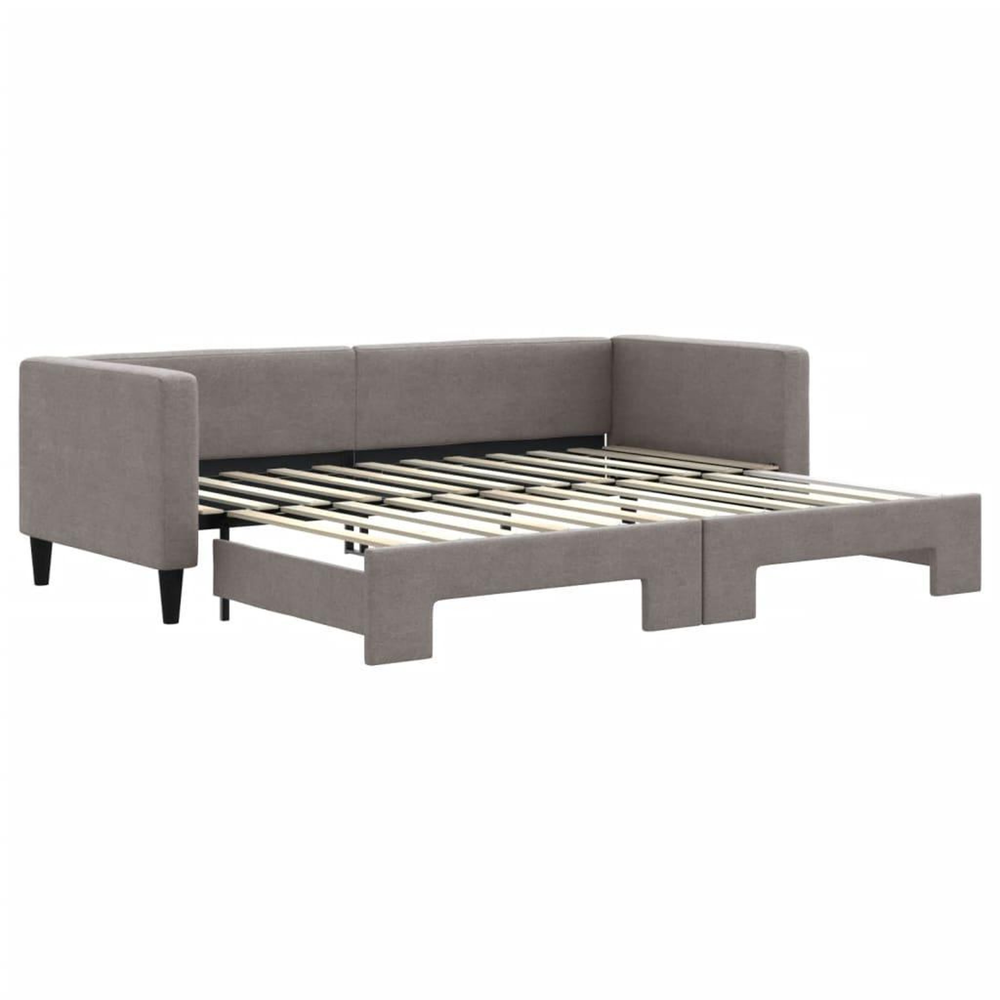 Voir la diapositive 2 : VIDAXL Lit de jour avec gigogne sans matelas taupe 80x200 cm