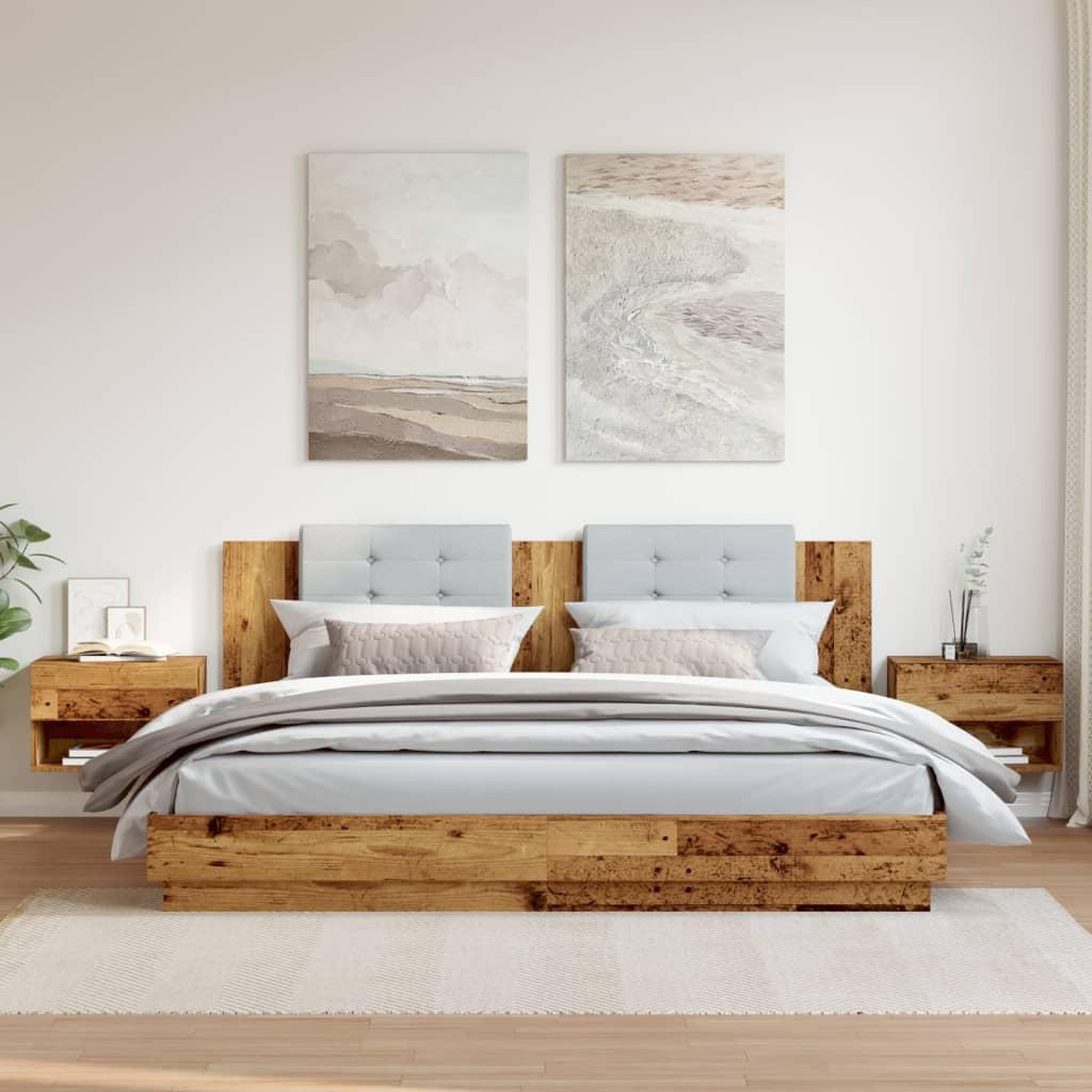 Voir la diapositive 3 : VIDAXL Tables de chevet murales 2 pcs vieux bois