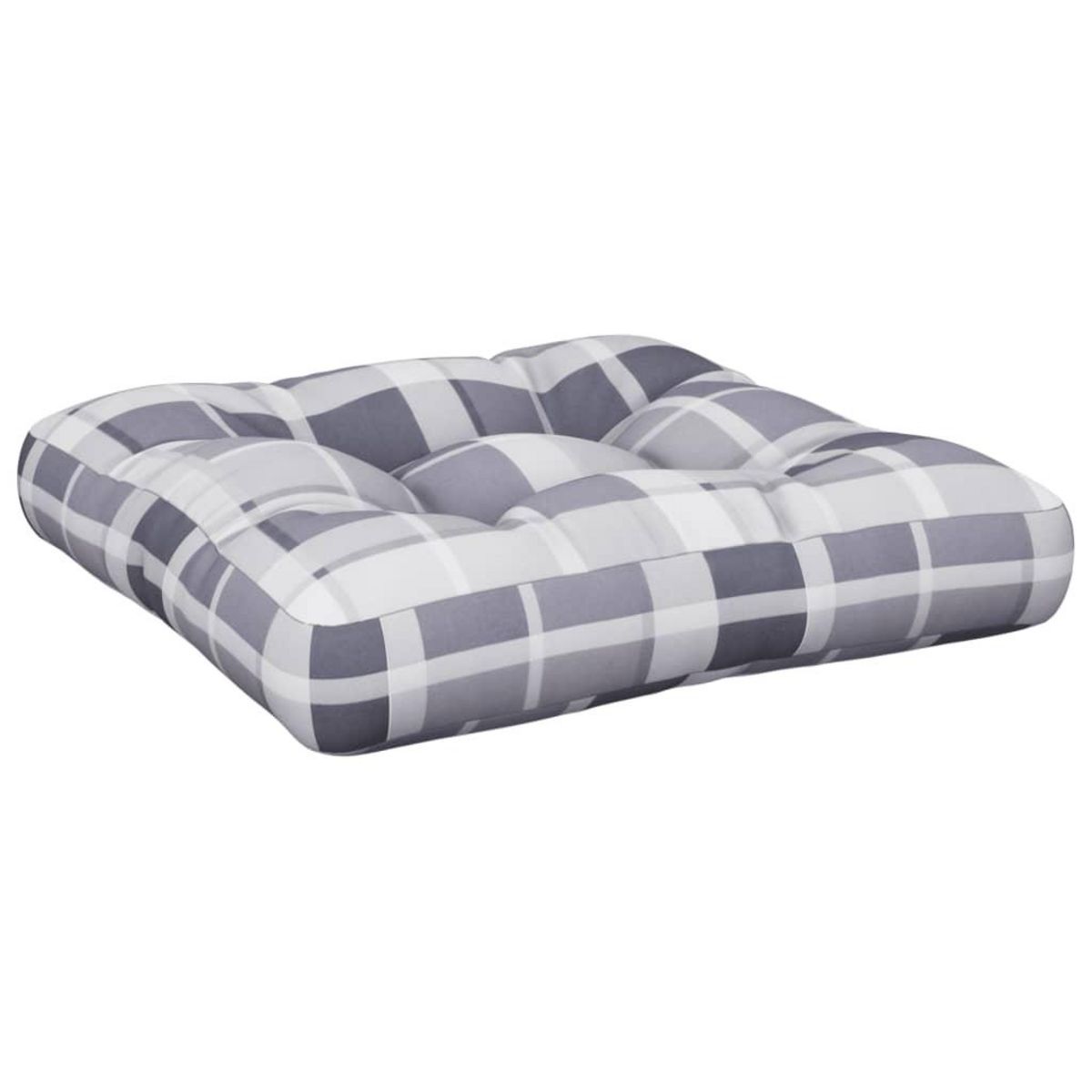 VIDAXL Coussins de palette lot de 2 motif a carreaux gris tissu