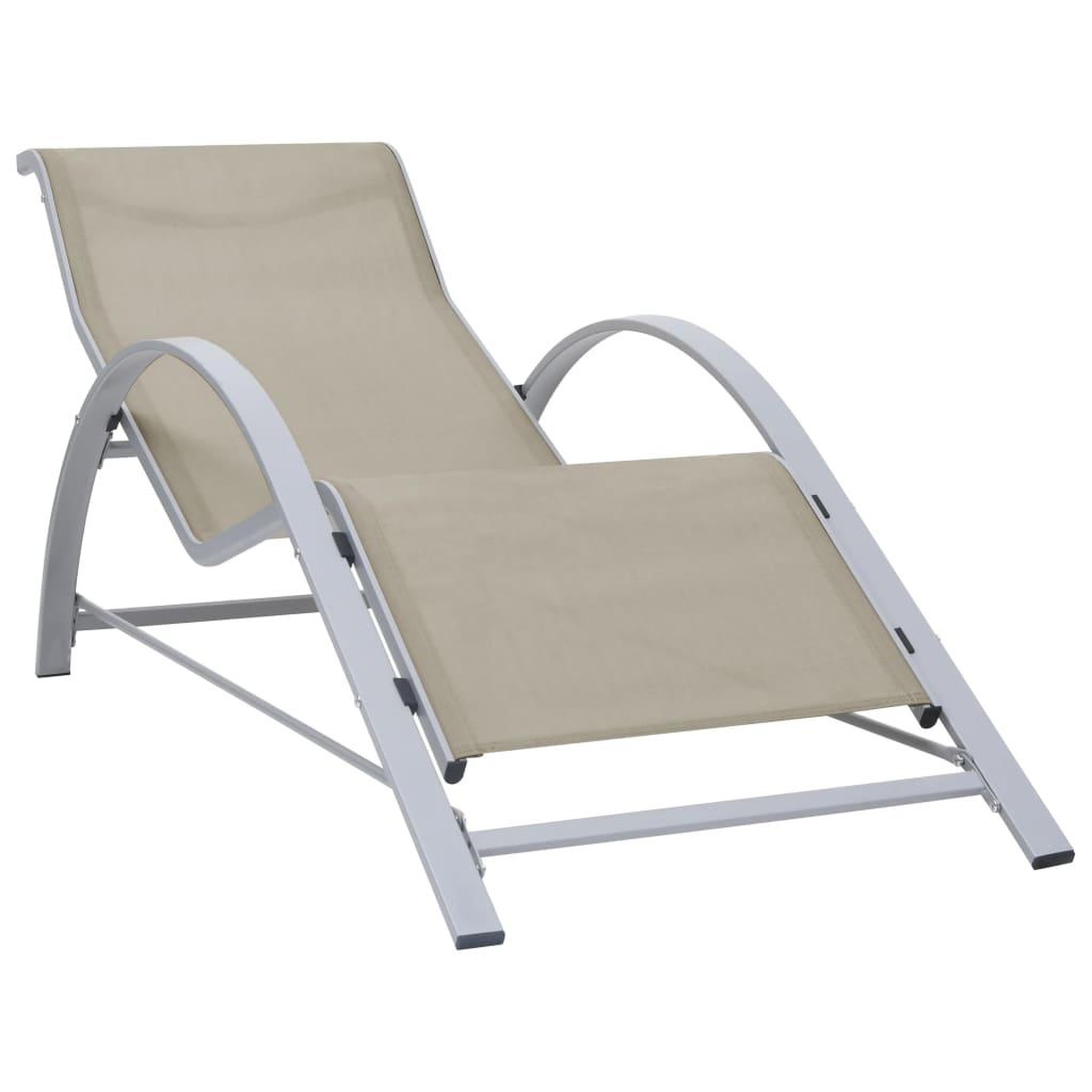 Voir la diapositive 3 : VIDAXL Chaises longues lot de 2 avec table aluminium creme