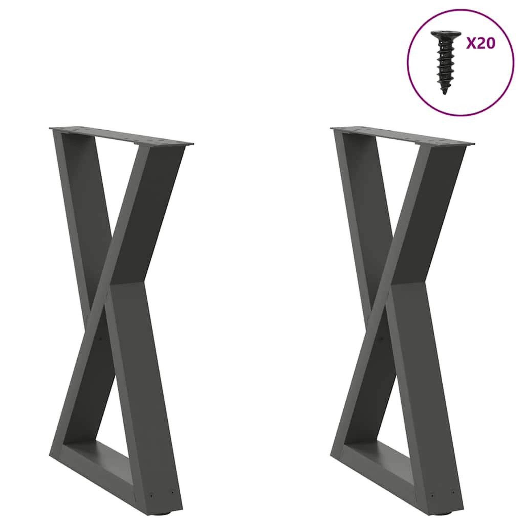 VIDAXL Pieds de table a manger 2 pcs anthracite 60x(72-73,3)cm