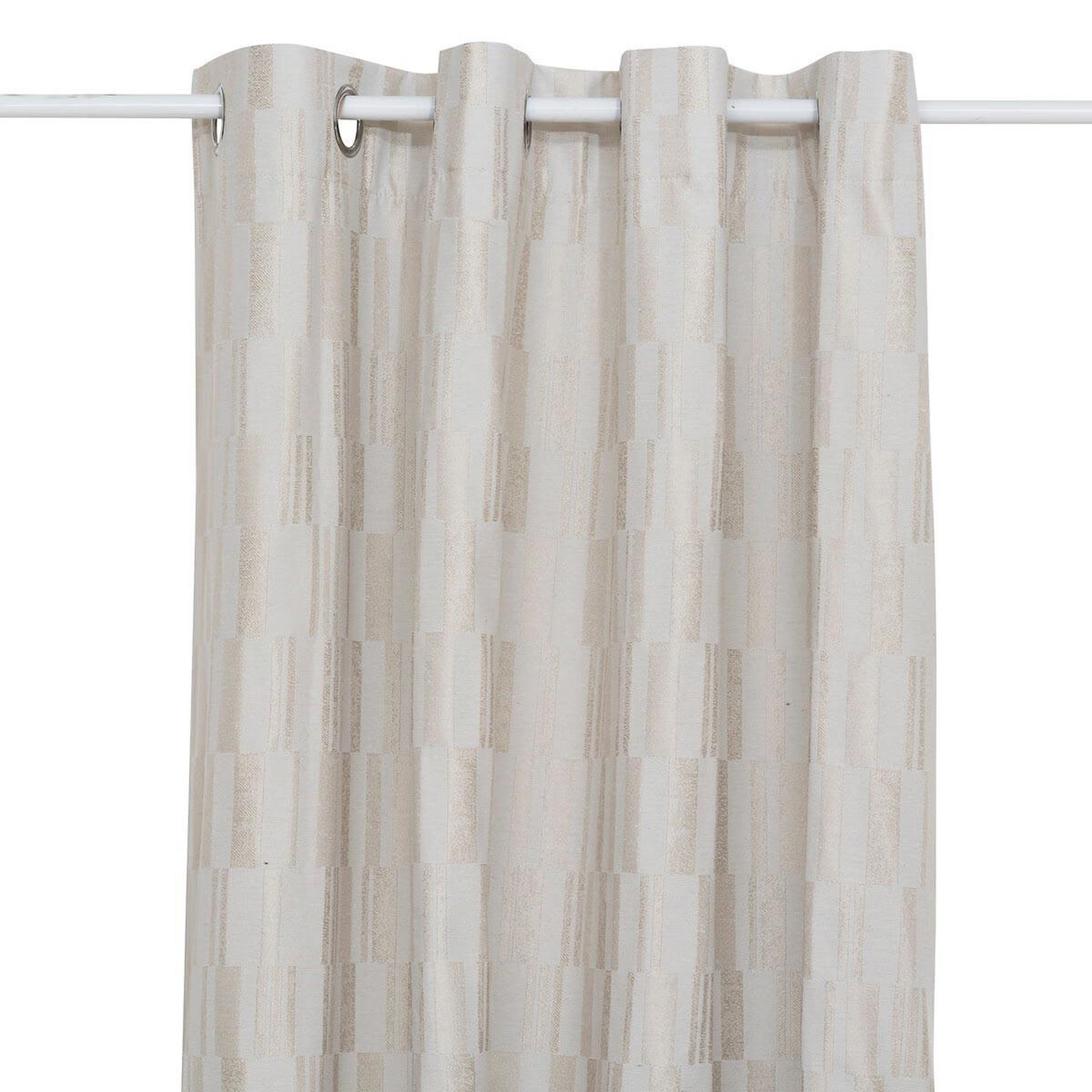 Voir la diapositive 2 : ATMOSPHERA Rideau jacquard à œillets  leyna  140x260cm beige lin