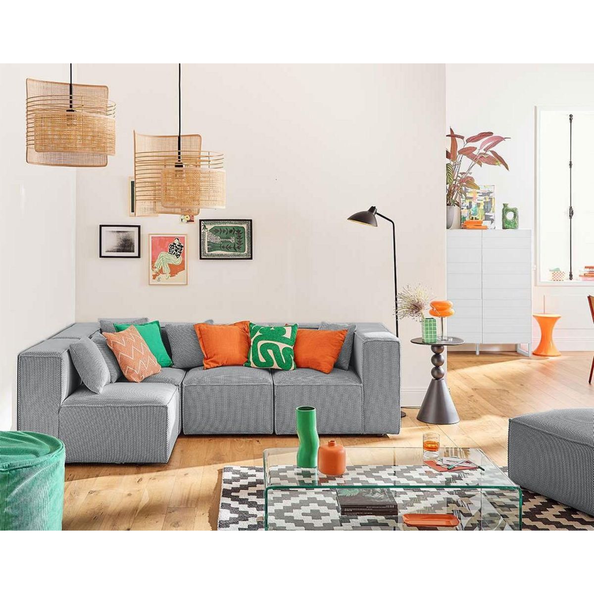 LISA DESIGN Arty - canapé modulable d'angle gauche 5 places - en tissu mailles 3d