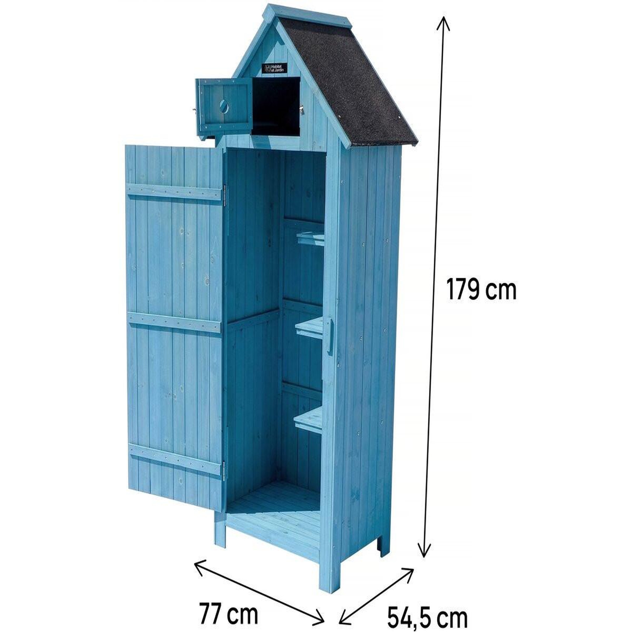 Voir la diapositive 3 : Habitat et Jardin Armoire de jardin  Cabanon  - 77 x 54.5 x 179 cm - Bleu ciel