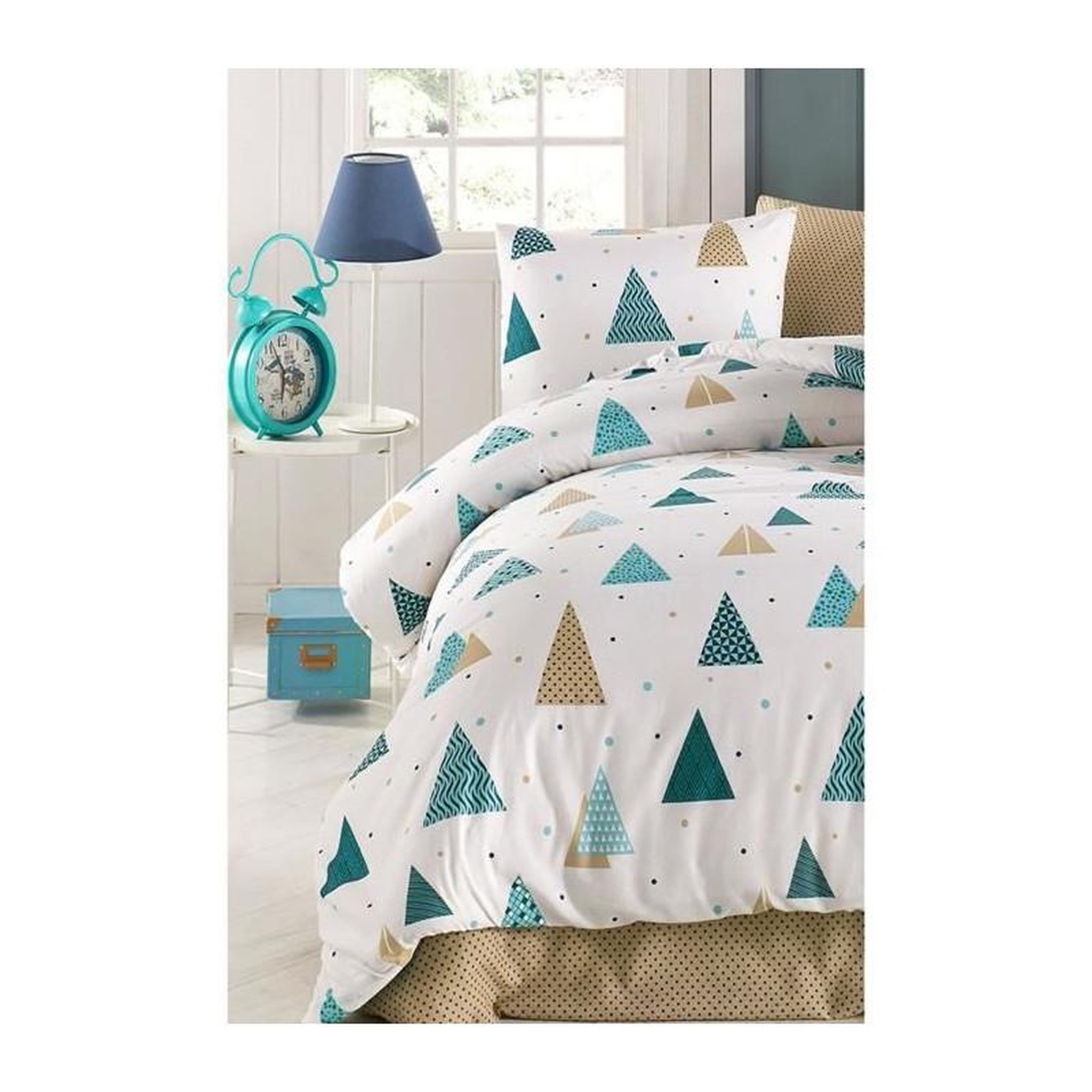 Voir la diapositive 3 : GENERIQUE Parure de lit - 1 housse de couette 220 x 240 cm + 2 taies d'oreiller 60 x 60 cm - 65% coton, 35% polyester - Blanc