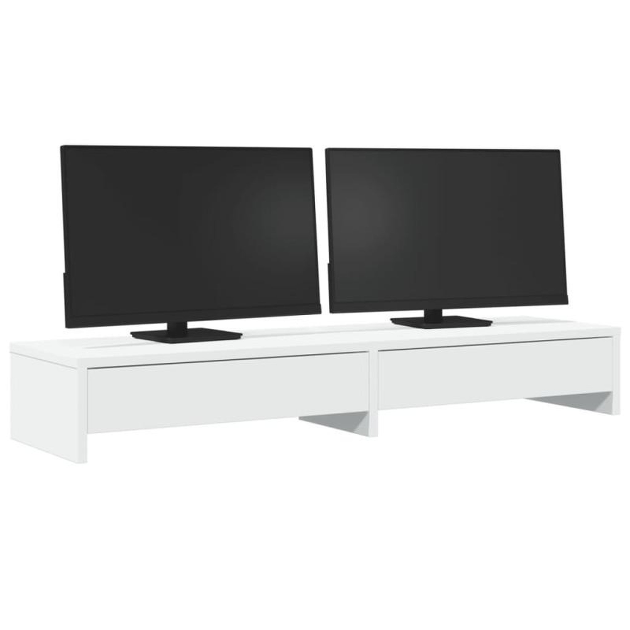 Voir la diapositive 3 : VIDAXL Support de moniteur avec tiroirs blanc bois d ingénierie